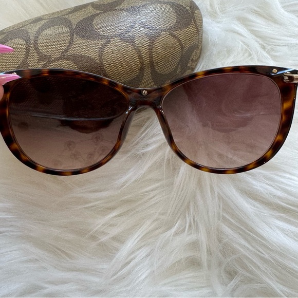 Coach Tortoise Sunglasses with Gold Hardware - Picture 4 of 7